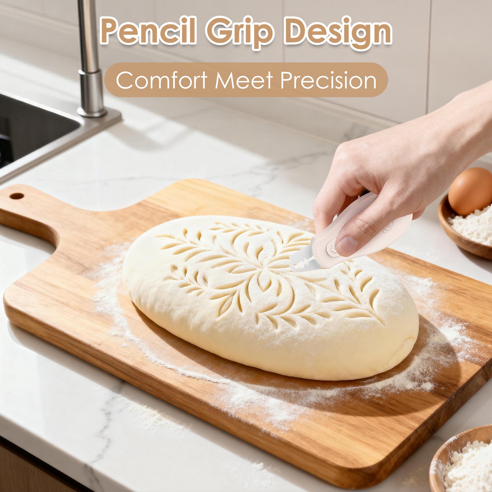 Bread Lame Sourdough Scoring Tool, Extractable & Magnetic Bread Scoring Tool, Scoring Knife for Bread Baking, Bread Razor for Homemade Bread, Sourdough Scorer Tool, Includes 5 Razor Blades-Beige
